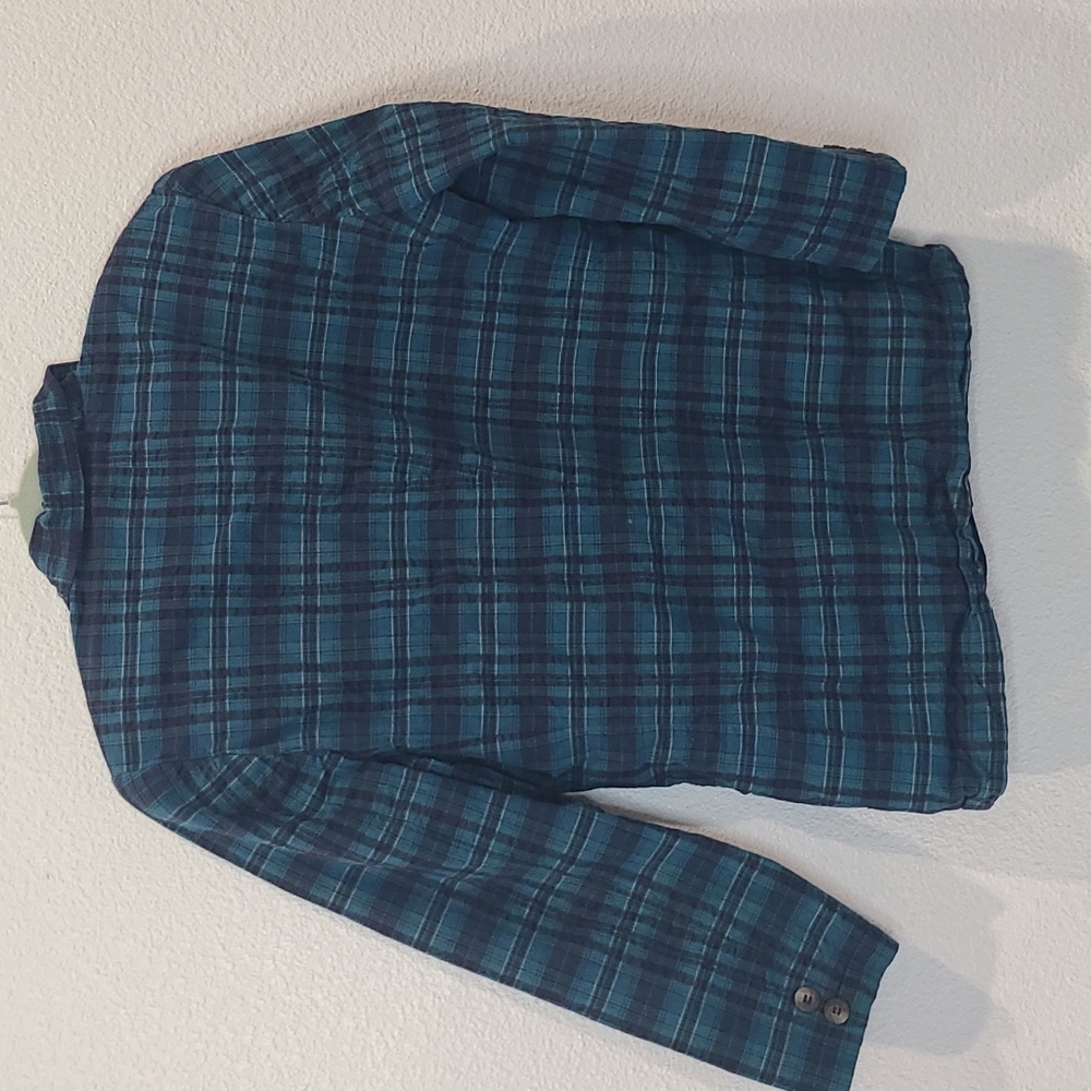 Vintage Eddie Bauer black label plaid blazer jacket small petite blue - Picture 8 of 8